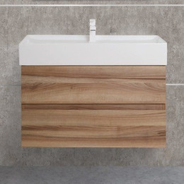 Тумба подвесная с раковиной Cezares Molveno 46-80-2C-SO-NN 80 см (раковина Tecla Touch), Noce Nature - фото 
