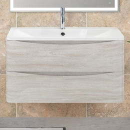 Тумба подвесная с раковиной BelBagno ACQUA-900-2C-SO-RVB 90 см, Rovere Vintage Bianco, Цвет фасада: Rovere Vintage Bianco - фото 