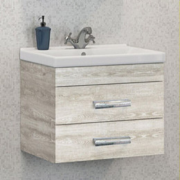 Тумба подвесная с раковиной Comforty Никосия 60П 60 см, дуб белый - фото 