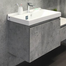 Тумба подвесная с раковиной Comforty Осло 80 см, бетон светлый - фото 