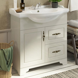 Тумба напольная с раковиной Comforty Севилья 85 см, слоновая кость - фото 