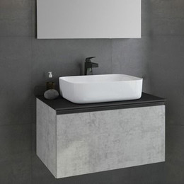 Тумба подвесная с раковиной Comforty Эдинбург 75 см, бетон светлый - фото 