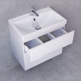 Тумба подвесная с раковиной Jorno Moduo Slim 60 см Mod.01.60/P/W, белый - фото 