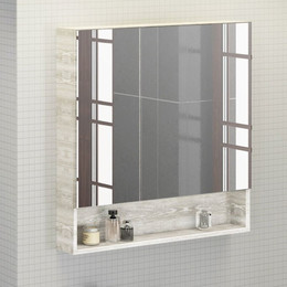 Зеркало-шкаф Comforty Никосия 80 см, дуб белый - фото 