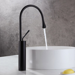 Смеситель для раковины высокий Bronze de Luxe Scandi 9015B, черный, Цвет производителя: чёрный - фото 