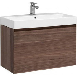 Тумба подвесная с раковиной Aquanet Нью-Йорк 85 см 203947, орех - фото 