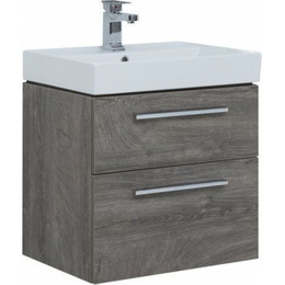 Тумба подвесная с раковиной Aquanet Nova 60 см 242278, дуб рошелье, Цвет фасада: дуб рошелье - фото 