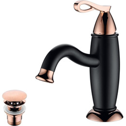 Смеситель для раковины Lemark Prime LM6106BRG, черный/розовое золото - фото 