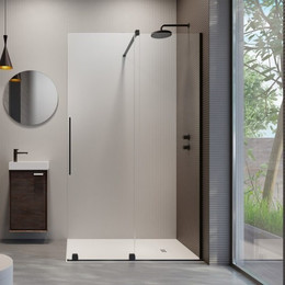 Душевая перегородка Radaway Furo Black Walk-in 140х200 см 10106738-54-01R (стекло 8 мм), черный/прозрачное - фото 