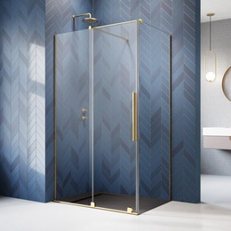 Душевое ограждение Radaway Furo Gold KDJ 140х100 см L (стекло 8 мм), золото/прозрачное - фото 