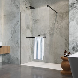 Душевая перегородка Radaway Modo New Black II 100х200 см 389104-54-01W (стекло 8 мм) с полотенцедержателем, черный/прозрачное - фото 
