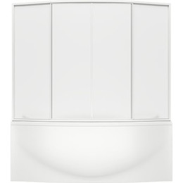 Шторка для ванны Bas Фиеста 1950х1450 мм, белый/матовое (пластик) - фото 