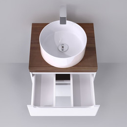 Тумба подвесная со светлой столешницей Jorno Wood 60 см Wood.01.60/P/W, белый - фото 