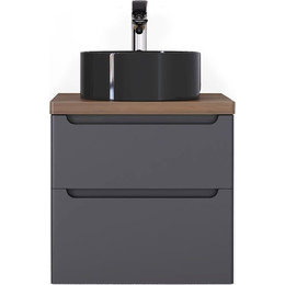 Тумба подвесная с тёмной столешницей Jorno Wood 60 см Wood.01.60/P/GR, серый - фото 