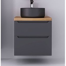 Тумба подвесная со светлой столешницей Jorno Wood 60 см Wood.01.60/P/GR, серый - фото 