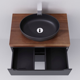Тумба подвесная со столешницей Jorno Wood 80 см Wood.01.80/P/GR, серый - фото 