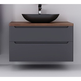Тумба подвесная с тёмной столешницей Jorno Wood 100 см Wood.01.100/P/GR, серый - фото 