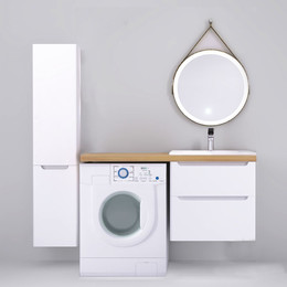 Тумба подвесная со столешницей Jorno Wood 122 см, белый R - фото 
