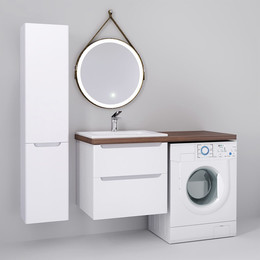 Тумба подвесная со столешницей Jorno Wood 122 см, белый L - фото 