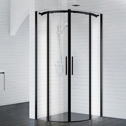 Душевое ограждение BelBagno 90х90 см ACQUA-R-2-90-C-NERO (стекло 8 мм) черный/прозрачное - фото 