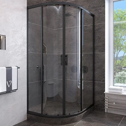 Душевое ограждение Veconi Rovigo 80x80 см RV107B-80-01-C4, чёрный/прозрачное - фото 