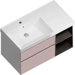Тумба подвесная с раковиной Kerama Marazzi Cubo 90 см CU.90Lh\MAL, мальва/метц - фото 