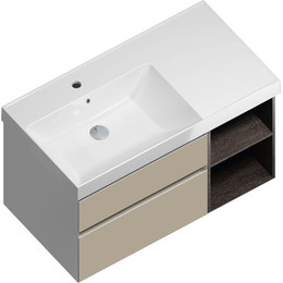 Тумба подвесная с раковиной Kerama Marazzi Cubo 90 см CU.90Lh\LIM, лимо/метц - фото 
