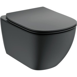 Унитаз подвесной безободковый Ideal Standard Silk Black Tesi AquaBlade T0079V3, черный матовый, Цвет производителя: чёрный матовый - фото 