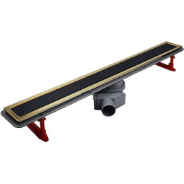 Трап Pestan (BETTOSERB) Confluo Premium Black Glass Line Gold 65 см 13100116, нержавеющая сталь/стекло, золото/черный, Цвет производителя: чёрный, золото, Размер трапа: 650 - фото 