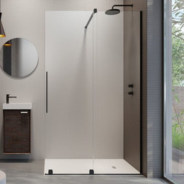 Душевая перегородка Radaway Furo Black Walk-in 80x200 см 10106438-54-01R (стекло 8 мм), черный/прозрачное - фото 