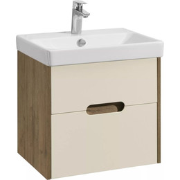 Тумба подвесная с раковиной Акватон Оливия 55 см 1A254201OLVG0, бежевый/дуб веллингтон - фото 