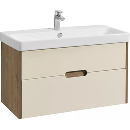 Тумба подвесная с раковиной Акватон Оливия 90 см 1A254401OLVG0, бежевый/дуб веллингтон - фото 