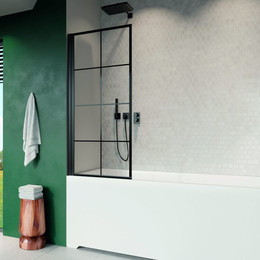 Шторка для ванны Radaway Nes 8 Black PNJ I Factory 60 см 10061060-54-55L (стекло 8 мм), черный/прозрачное - фото 