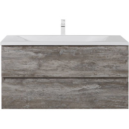 Тумба подвесная с раковиной Cezares MOLVENO-100-2C-SO-LG 100 см, Legno Grigio - фото 