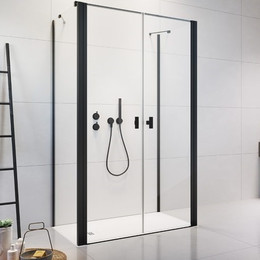 Душевое ограждение Radaway Nes 8 Black DWD+2S 110x70 см (стекло 8 мм), черный/прозрачное - фото 