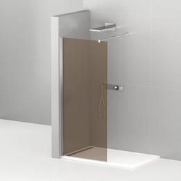 Душевая перегородка Cezares 110 см LIBERTA-L-1-110-BR-Cr (телескопический кронштейн, стекло 8 мм) хром/бронза - фото 