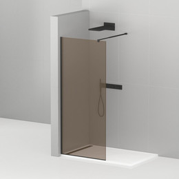 Душевая перегородка Cezares 110 см LIBERTA-L-1-110-BR-NERO (телескопический кронштейн, стекло 8 мм) черный/бронза - фото 