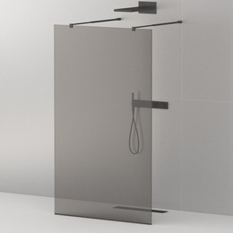 Душевая перегородка Cezares 90 см LIBERTA-L-2-90-GR-NERO (телескопические кронштейны, стекло 8 мм) черный/тонированное - фото 