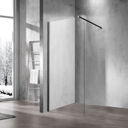 Душевая перегородка Vincea Walk-In 90 см VSW-1H900CLB (стекло 8 мм) с кронштейном в комплекте, черный/прозрачное - фото 