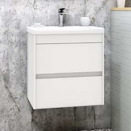 Тумба подвесная с раковиной Art&Max Family-500-2C-SO-BL 50 см, белый глянец - фото 