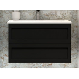 Тумба подвесная с раковиной Art&Max AM-Platino-1000-2C-SO-NM 100 см, черный матовый - фото 
