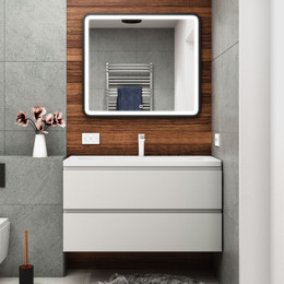 Тумба подвесная с раковиной Art&Max AM-Bianchi-1000-2C-SO-BL 100 см, белый глянец, Цвет фасада: белый - фото 