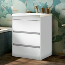 Тумба напольная с раковиной Art&Max FAMILY-580-3C-PIA-BL 58 см, белый глянец - фото 