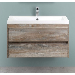 Тумба подвесная с раковиной Art&Max Family-900-2C-SO-PE 90 см, бетон экзотик - фото 