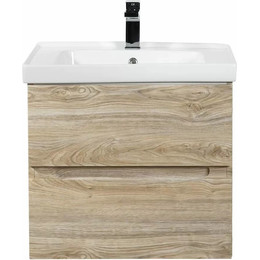 Тумба подвесная с раковиной Art&Max AM-Techno-600-2C-SO-LW823 60 см, дуб мелфорд - фото 