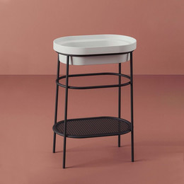 Раковина с металлической консолью ArtCeram Fuori Scala 55 см TFL033 01 00, белый матовый/чёрный матовый - фото 