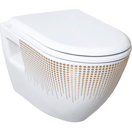 Унитаз-биде подвесной Creavit Terra TP325.000T0, декор круги, золото - фото 