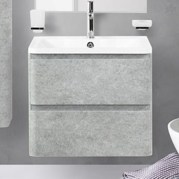 Тумба подвесная с раковиной BelBagno ALBANO-600-2C-SO-CVG 60 см, Cemento Verona Grigio, Цвет фасада: Cemento Verona Grigio - фото 
