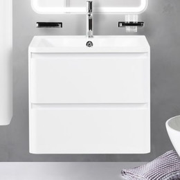 Тумба подвесная с раковиной BelBagno ALBANO-600-2C-SO-BL 60 см, Bianco Lucido, Цвет фасада: Bianco Lucido - фото 