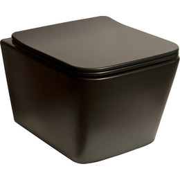 Унитаз подвесной безободковый SantiLine SL-5004MB с крышкой микролифт, черный матовый, Цвет производителя: чёрный матовый - фото 